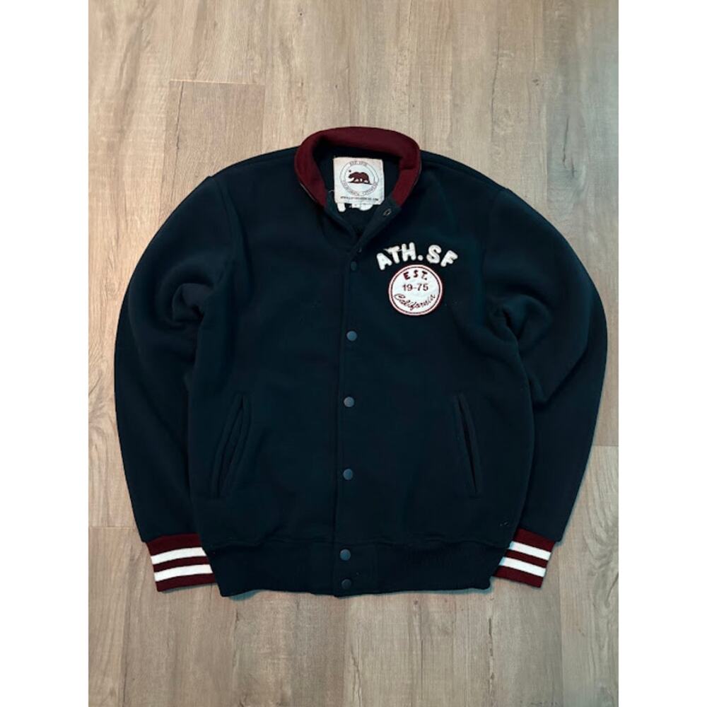 Vintage Style Maroon and Navy San Francisco California City Wear Varsity Jacket